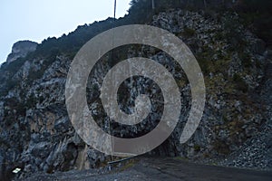 Road In A Tunnel Caught In The Rock Of A Gorge That Surrounds The Plandescun Reservoir A Rainy Day In Plan. Travel, Landscapes,