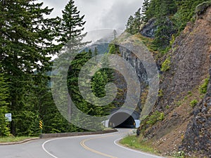Road Tunnel - Mountain Tunnel in Olympic National Park, Olympic Peninsula, Washington State US