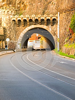 Road tunnel under Vysehrad Hill in Prague