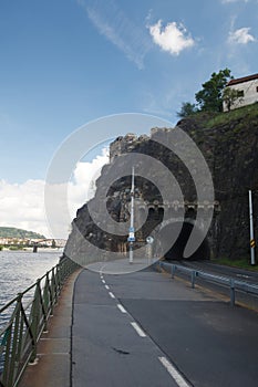 Road tunnel in Vysehrad. Prague