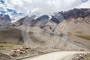 Road turn to Barskoon pass. Kirgizstan photo