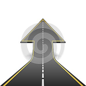 Road turning ascending arrow photo