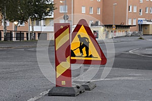 Road under construction sign.