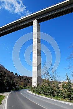 Road under a motorway