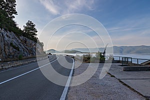 Road in Uvala Duboka - Croatia - Europe. In the background is the seaside landscape photo