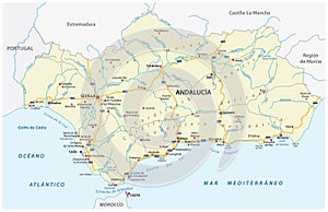 Road vector map of the autonomous community of andalusia, spain photo