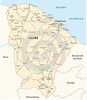Road vector map of the brazilian state ceara photo