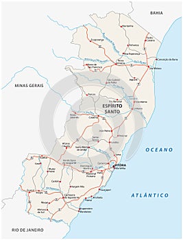 Road vector map of the brazilian state espirito santo photo