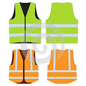 Road vest for safe work. Front and back side.