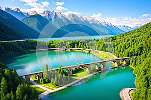 It is a road viaduct that crosses the Izvorul Muntelui lake made with Generative AI