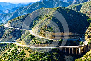 Road and viaduct from Granatilla viewpoint, Spain