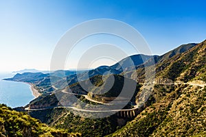 Road and viaduct from Granatilla viewpoint  Spain