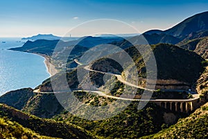 Road and viaduct from Granatilla viewpoint, Spain