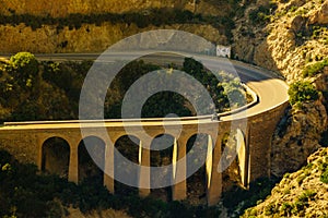 Road and viaduct from Granatilla viewpoint, Spain