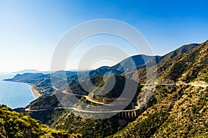 Road and viaduct from Granatilla viewpoint  Spain photo