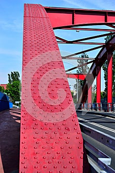 Road viaduct over the railroad tracks, transport. Summer. Day