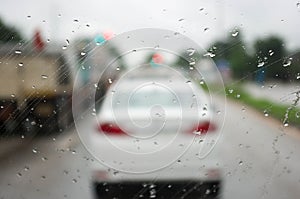 Road view through car