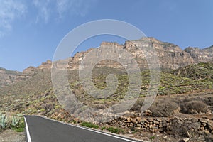 Road view in the mountains in Gran Canaria