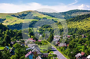 Road through village in Carpathian mountains