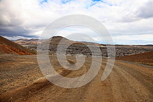 Road and volcanic field