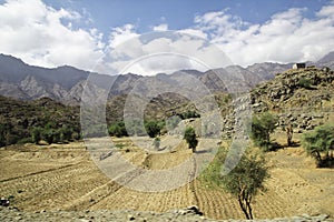 The road in Wadi Sara in mountains, Yemen