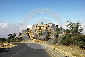 The road in Wadi Sara in mountains, Yemen