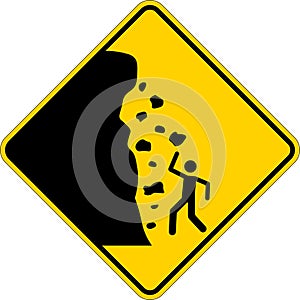 Road Warning Sign, Falling Rocks , Falling Ice