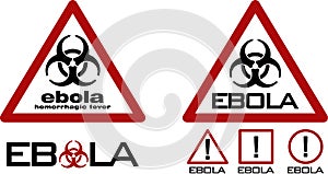 Warning sign with biohazard symbol and ebola text photo