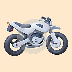 Road Warrior: Isolated Cartoon Motorcycle Illustration