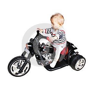 Road warrior - one year old baby on a motorcycle