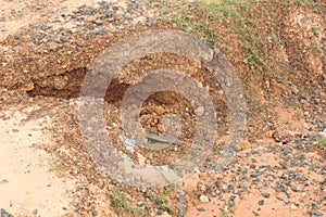 Road was water erosion