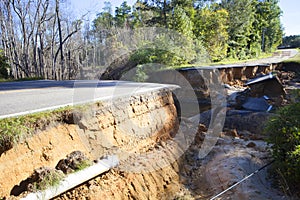 Road washed away after Hurricane Matthew