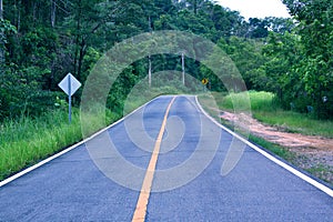 Road Way Asphalt Straight Yellow Line Sky Forest Background