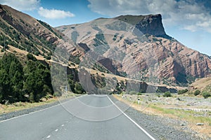 Road on the way from Bishkek to Osh, Kyrgyzstan