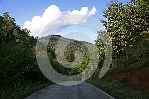 Road Way Concrete Straight Mountains Clouds Landscape