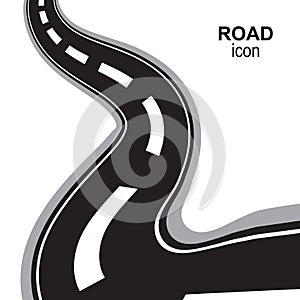 Road, Way or Highway Perspective Vector Icon, Pictogram or Sign