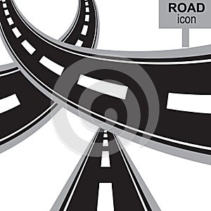 Road, Way or Highway Perspective Vector Icon, Pictogram or Sign