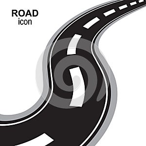 Road, Way or Highway Perspective Vector Icon, Pictogram or Sign