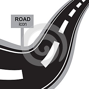 Road, Way or Highway Perspective Vector Icon, Pictogram or Sign