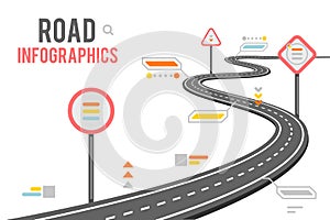 Road way infographics signs design vector illustration