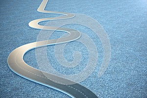 Road way. Travel, transportation concept. Asphalt road divided by a strip. 3D illustration