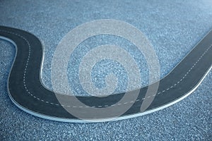 Road way. Travel, transportation concept. Asphalt road divided by a strip. 3D illustration