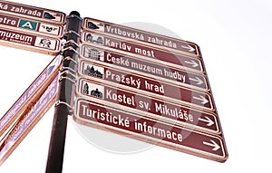 Road waymark in czech language in Europe