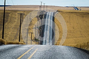 Road, wheat fields, Washington State