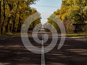 Road which was used for evacuation of residents during the disaster in 1986 in power plant in Chernobyl.