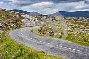 Road winding through the rocky Scottish landscape
