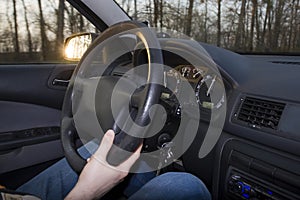 Road through the windshield of a car