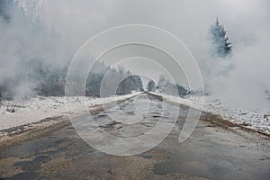 Road in wintry countryside