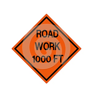 Road Work 1000 FT Traffic Road Sign ,Vector Illustration, Isolate On White Background Icon