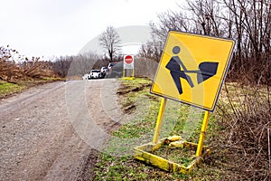 Road Work Ahead Construction Sign